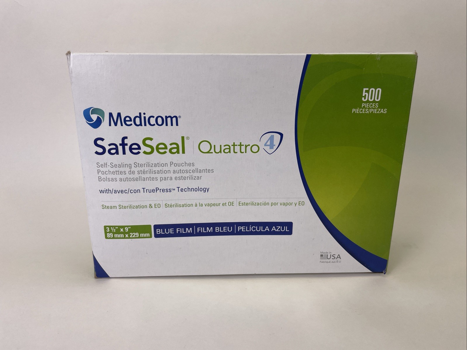 Medicom Safe-Seal Quattro 4 Sterilization Pouches 3.5″ x 9″ (500/CS) 88040-4