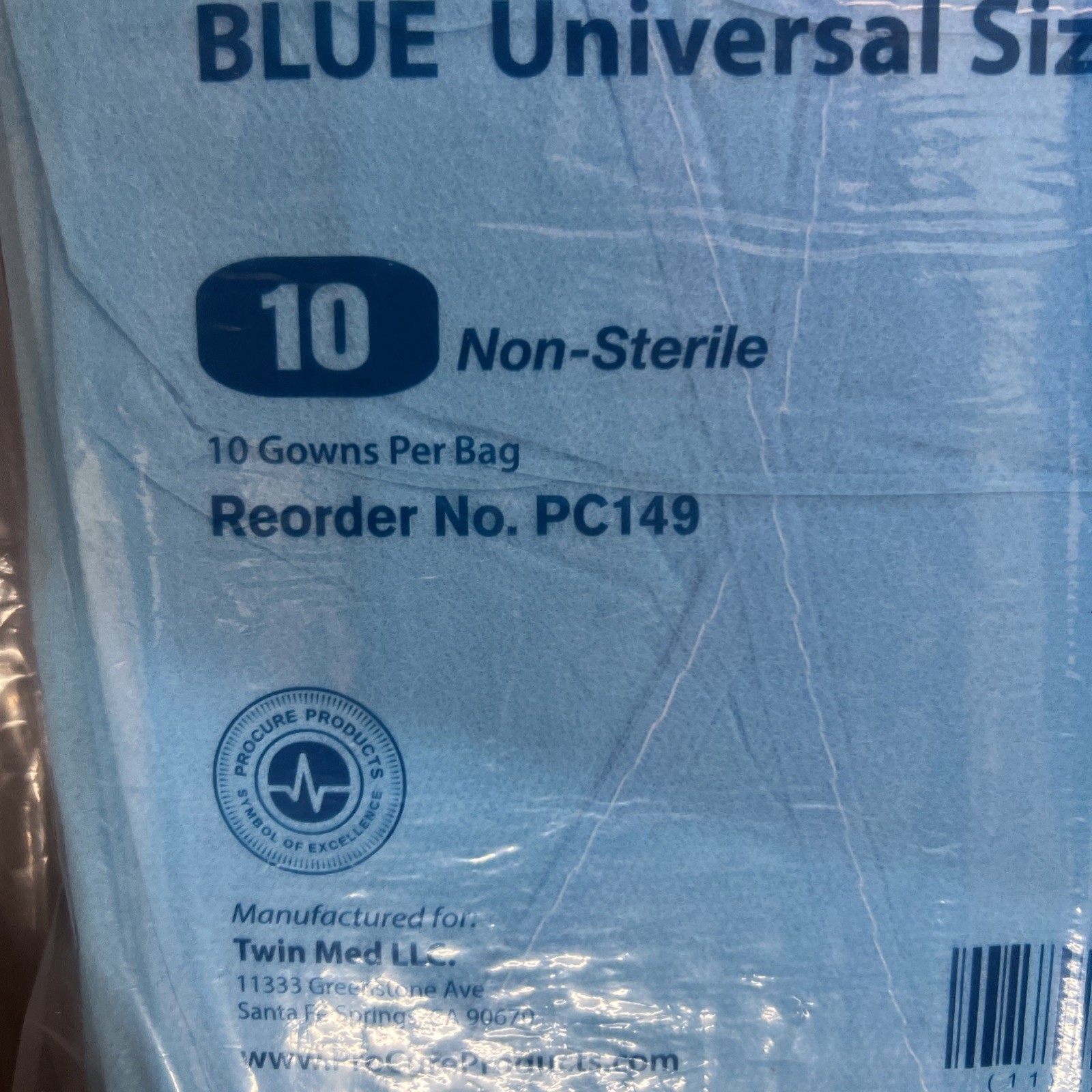 Case Of 100 ProCure Isolation Gown Blue. PC149 Non Sterile Exp. 2/2030 Universal