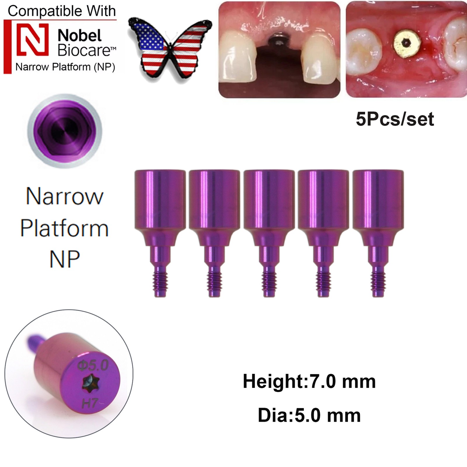 US Nobel Biocare Implant Healing Abutment Cap Titanium NP RP CC Temporary Dental