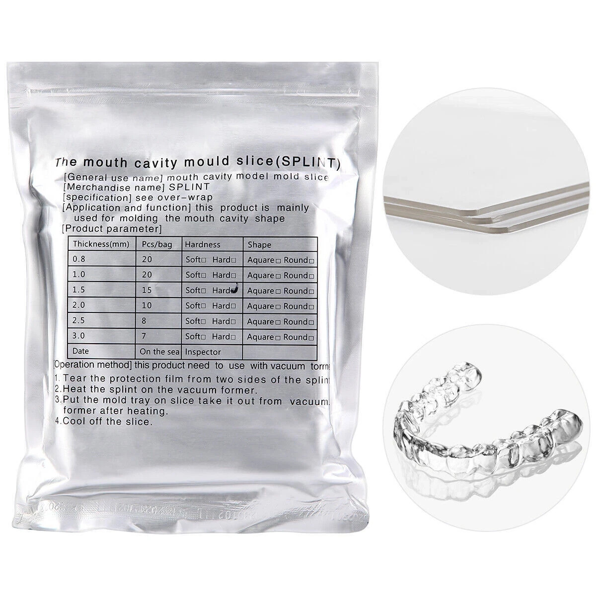 Hard 0.8 Dental Ortho Splint Retainer Vacuum Forming Sheet Thermoforming Sheets
