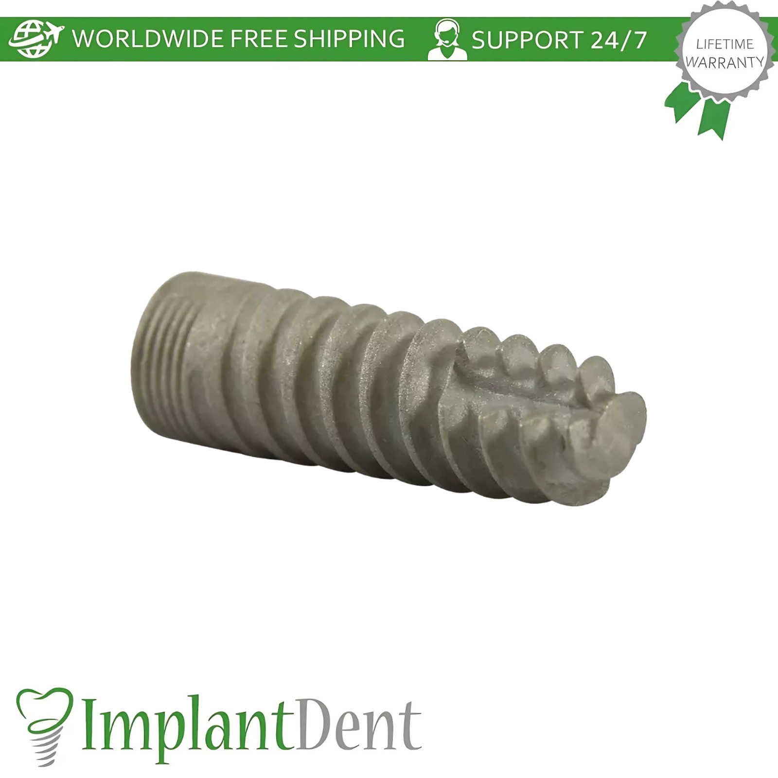 1x Dental Spiral Fixture SLA, Straight Prosthetic, Healing Cap Int Hex 2.42mm