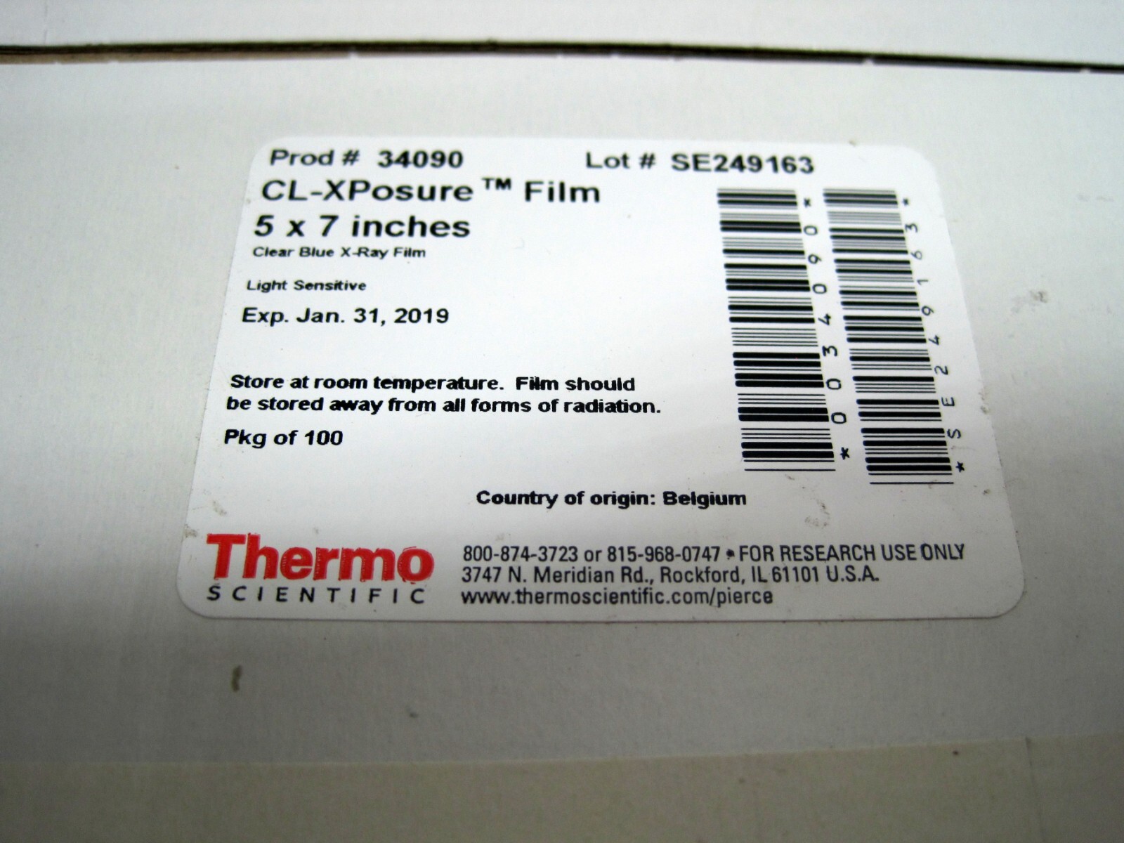 2 – Boxes THERMO SCIENTIFIC 34090 CL-XPOSURE FILM 5X7″ 100/BX