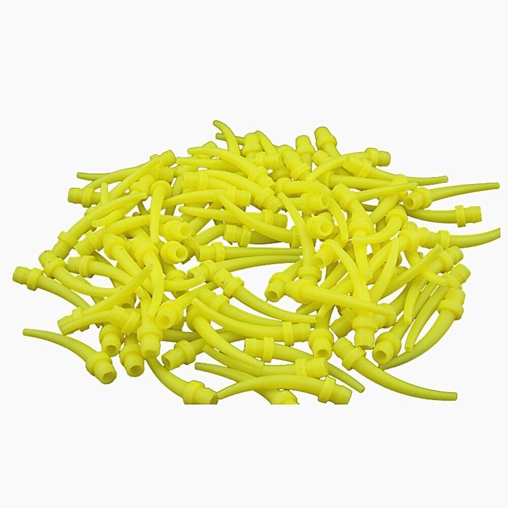 100 Pcs/Bag Dental Intra Oral Disposable Impression Mixing Tips Syringe Yellow