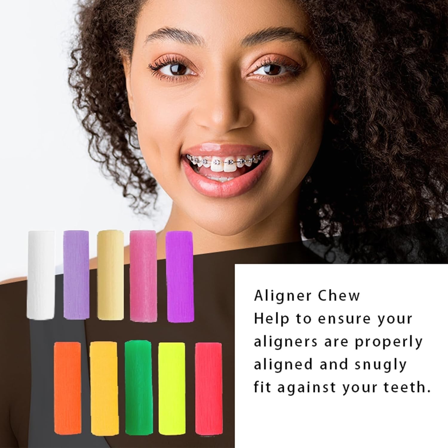 12/120PCS Aligner Chewies,10 Mix Colors Chew for Invisalign Aligners,Orthodontic