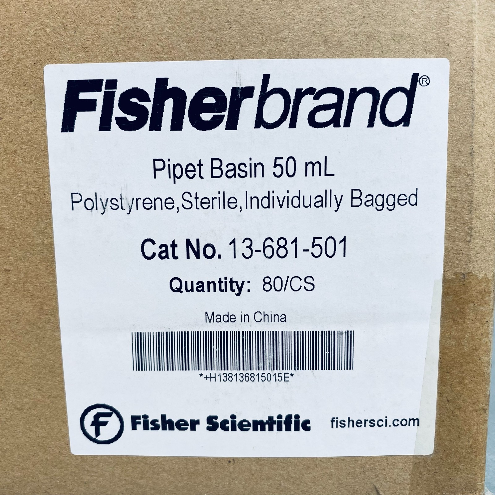 Fisherbrand Pipet Basin 50 ml Polystyrene Sterile Case of 80 Basins