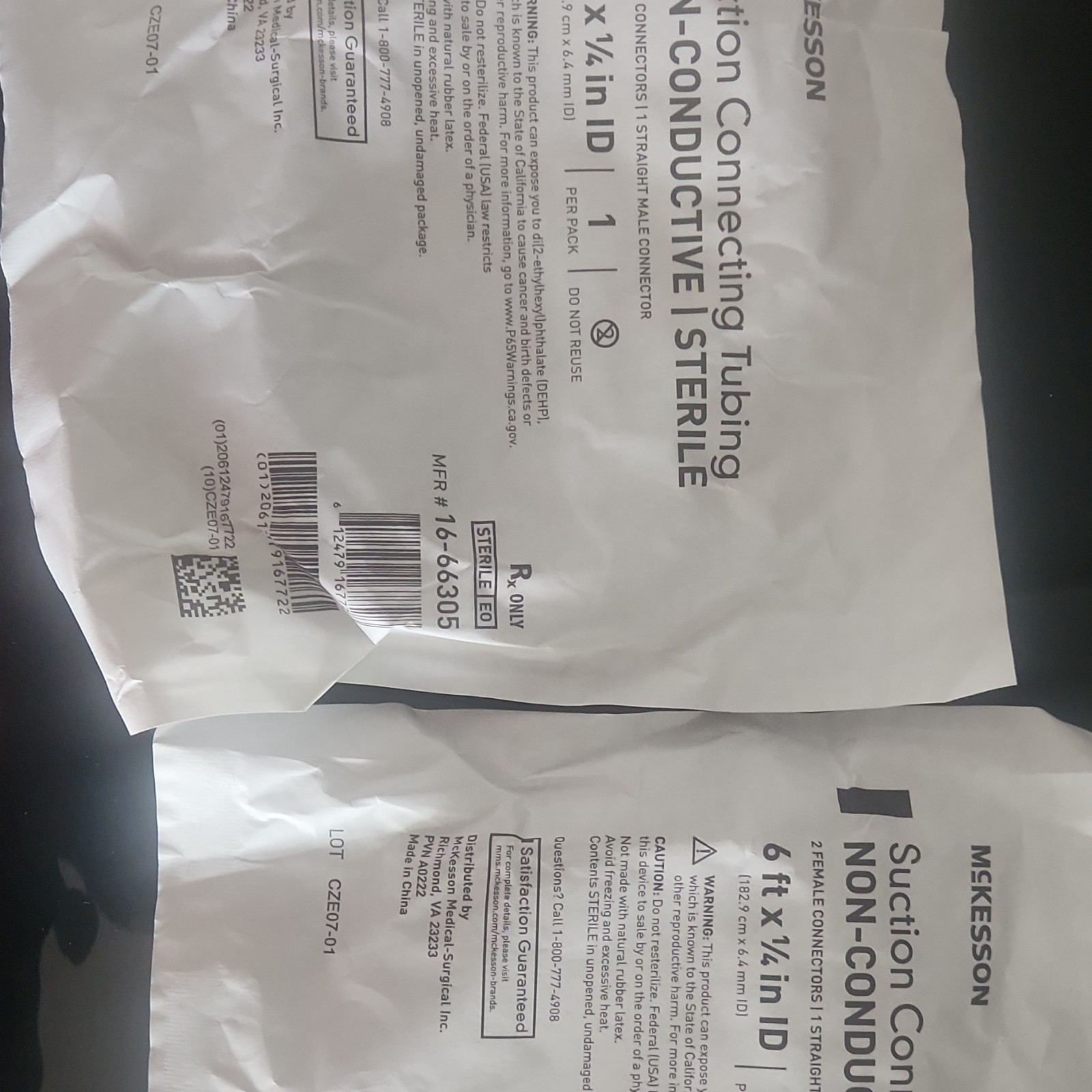 McKesson Suction Connecting Tubing Non-Conductive Sterile 6 ft x 1/4 in 16-66305