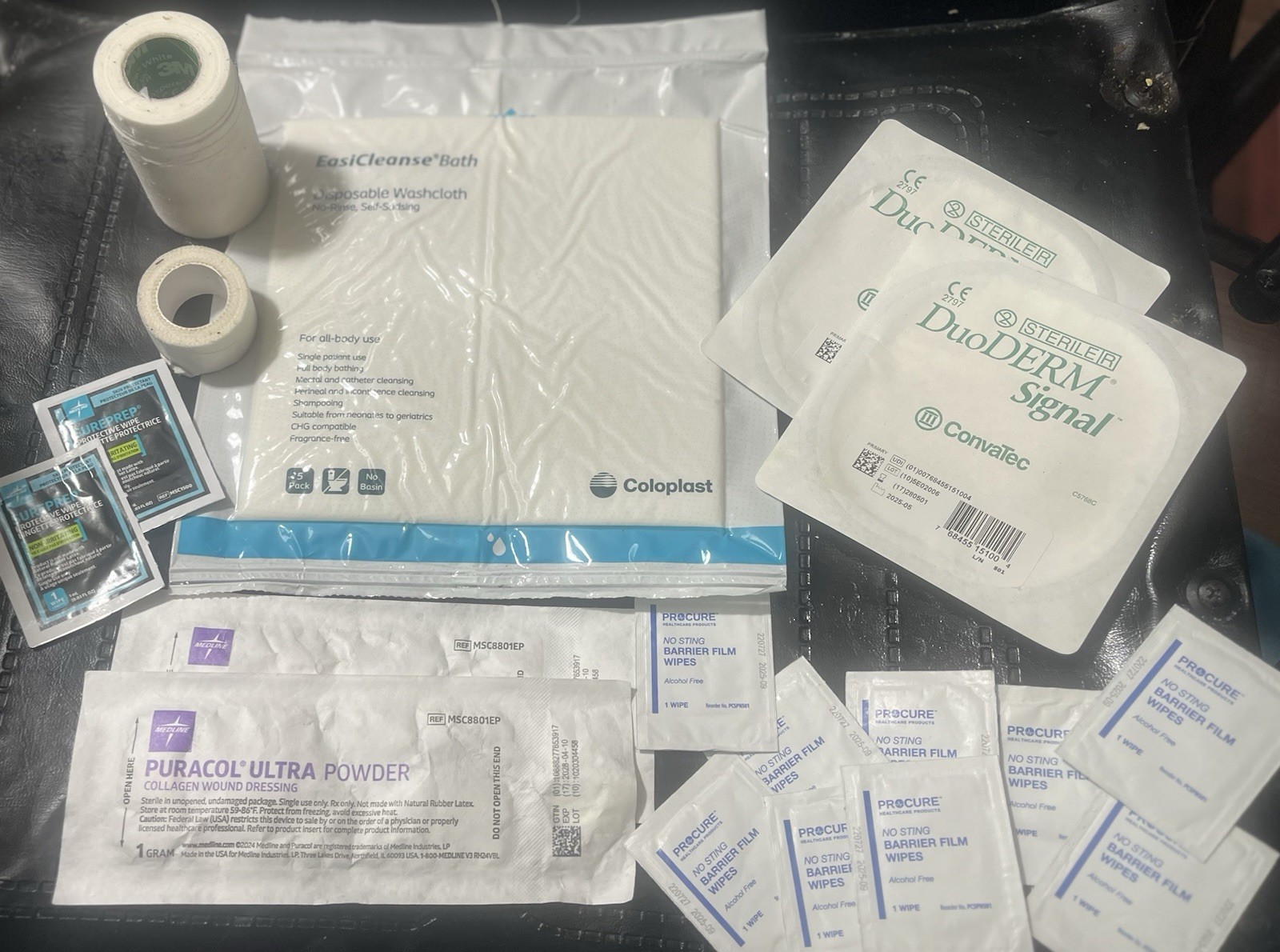 18 pc.Lot #1H/Coloplast Washcloth,Barrier Film Wipes,Med White Tape & More