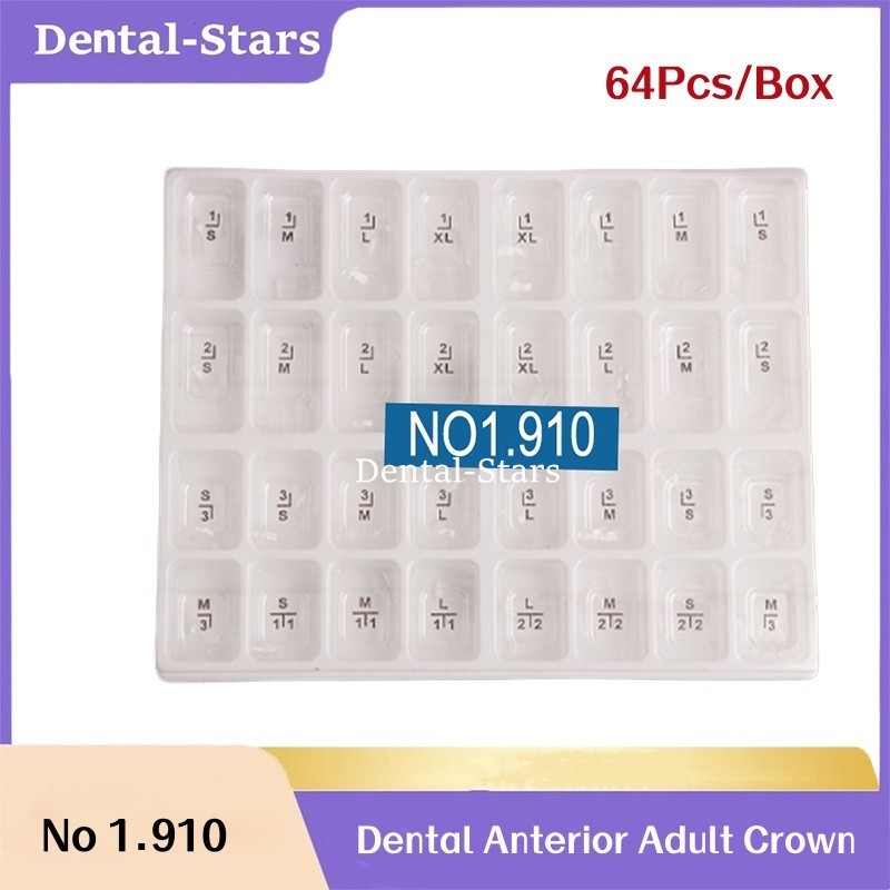 TOR VM Dental Anterior Transparent Forms For Temporary Crowns No 1.910 64Pcs/Box
