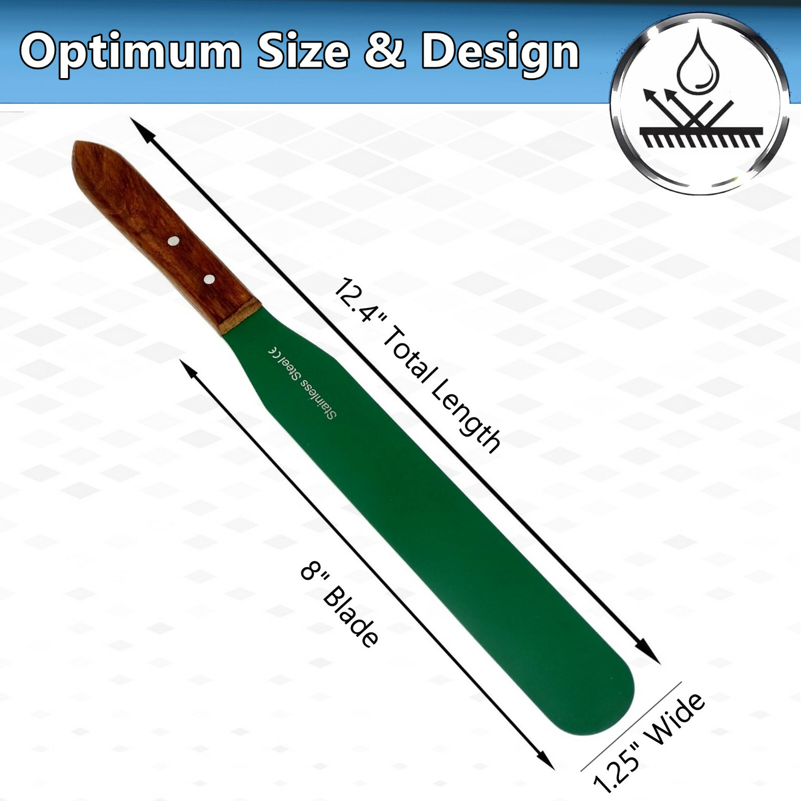 Lab Spatula PTFE Coated Non-stick Blades 8”, Ergonomic Handle,Laboratory Tools