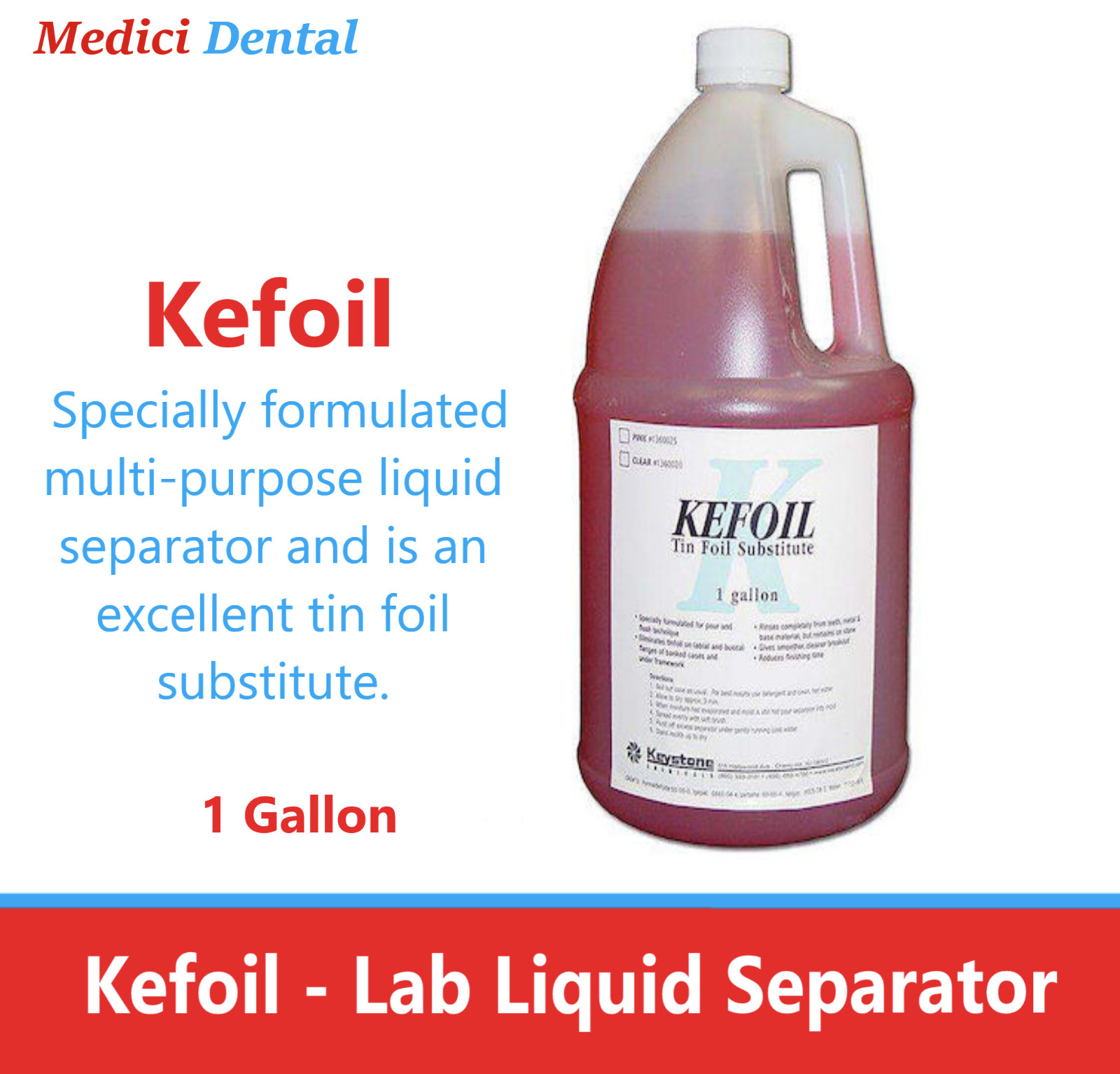 Dental Lab Kefoil Multi-purpose Liquid Separator Tin Foil Substitute Pink 1 Gal