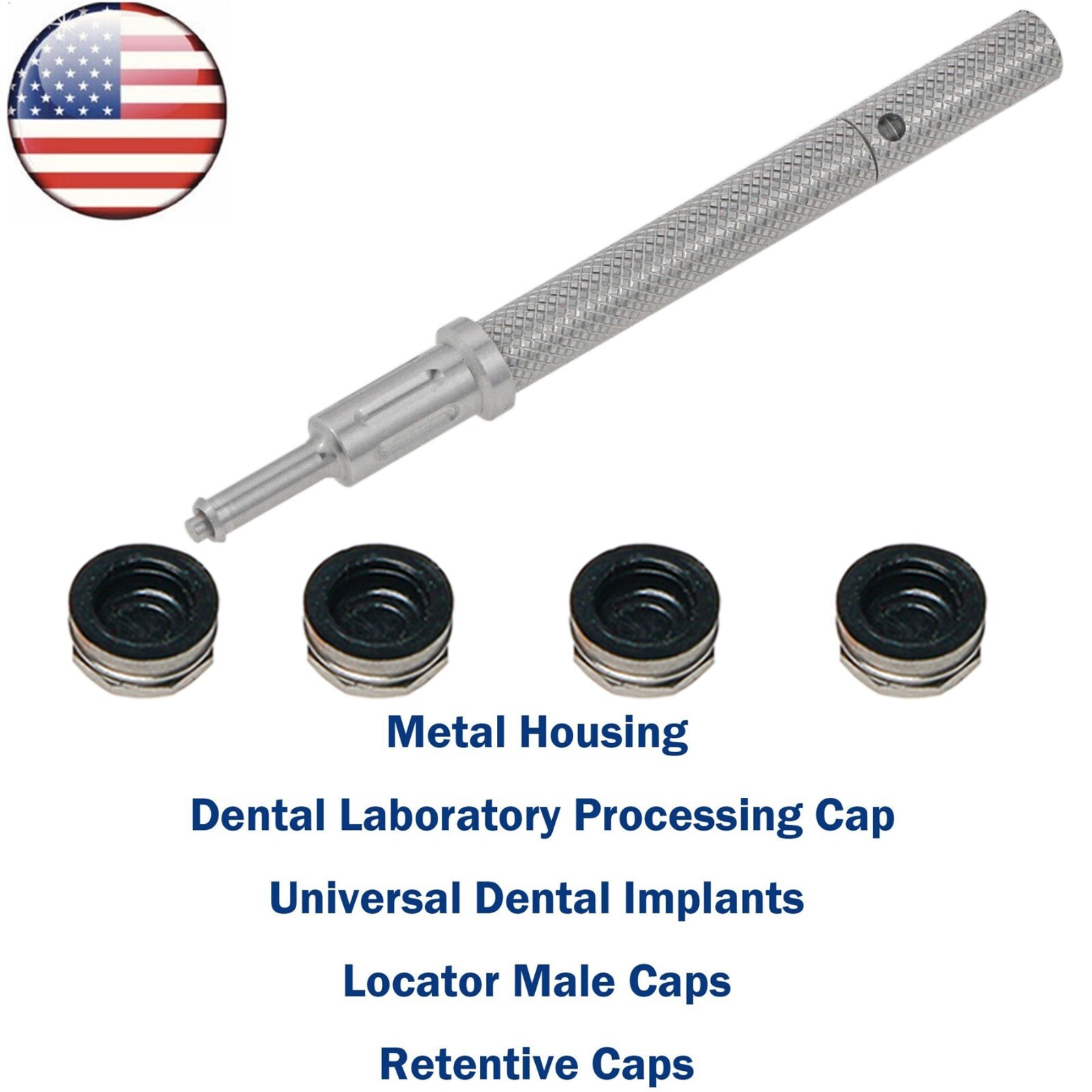 US Universal Implant Retention Caps Set Locat0r Core Insertion Extraction Tool