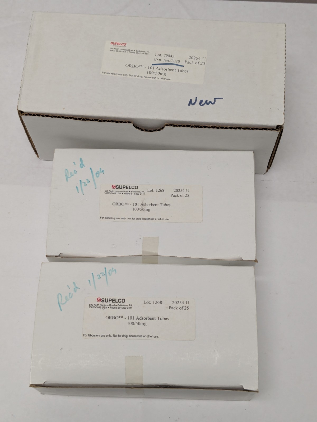 Supelco 20254-U ORBO-101 Adsorbent Tubes 100/50mg, Lot of 38 Units