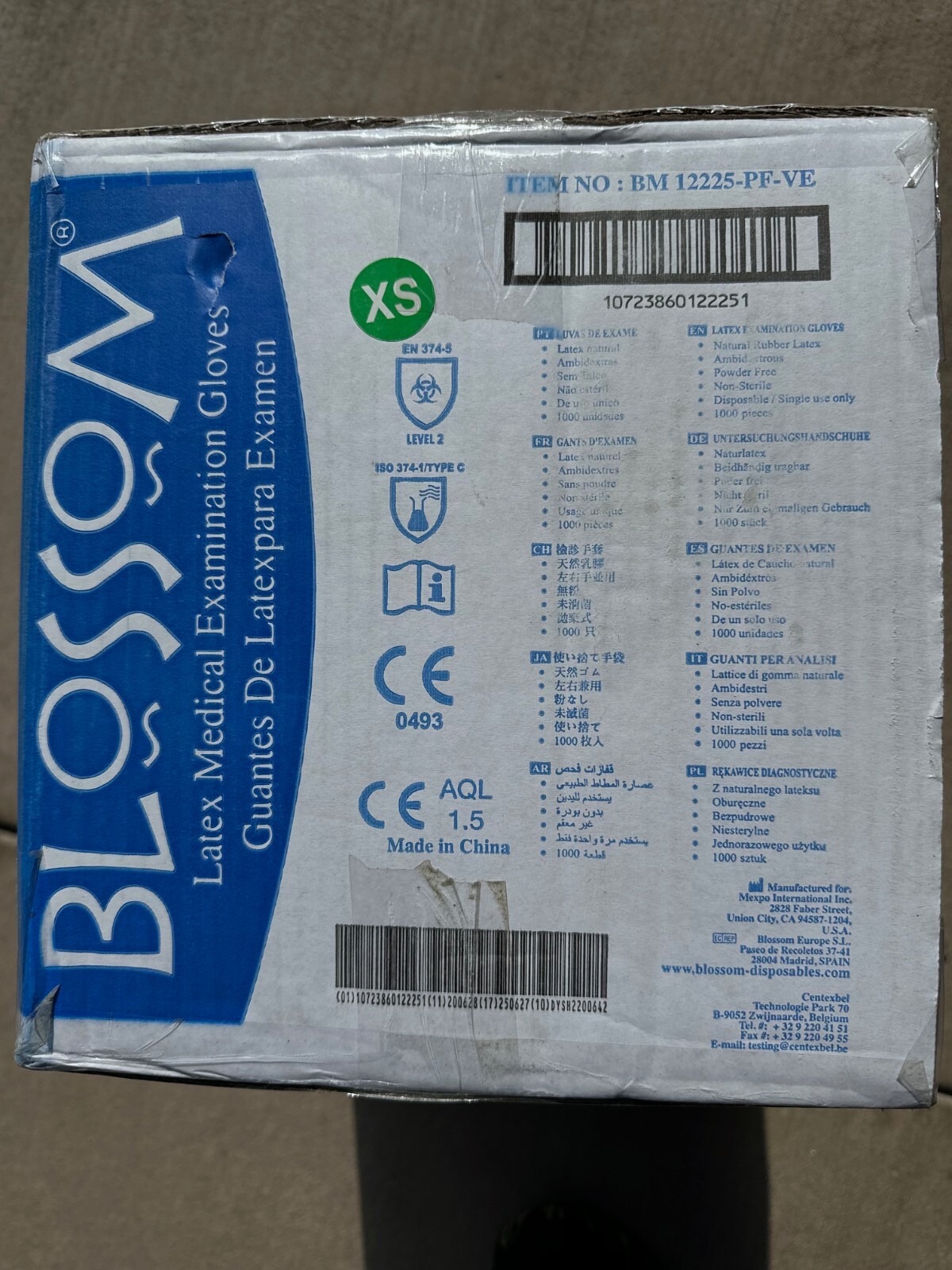 Blossom Aloe Latex Exam Gloves Powder-Free, X-SMALL, 1000 Pcs/Case, REF 12225