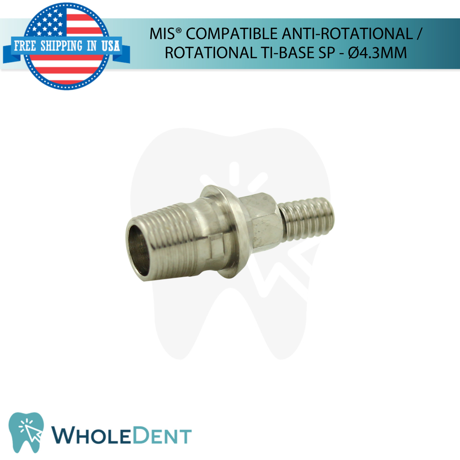 5x Dental Anti-Rotational / Rotational MIS® Compatible Tibase SP Ø4.3mm Int Hex