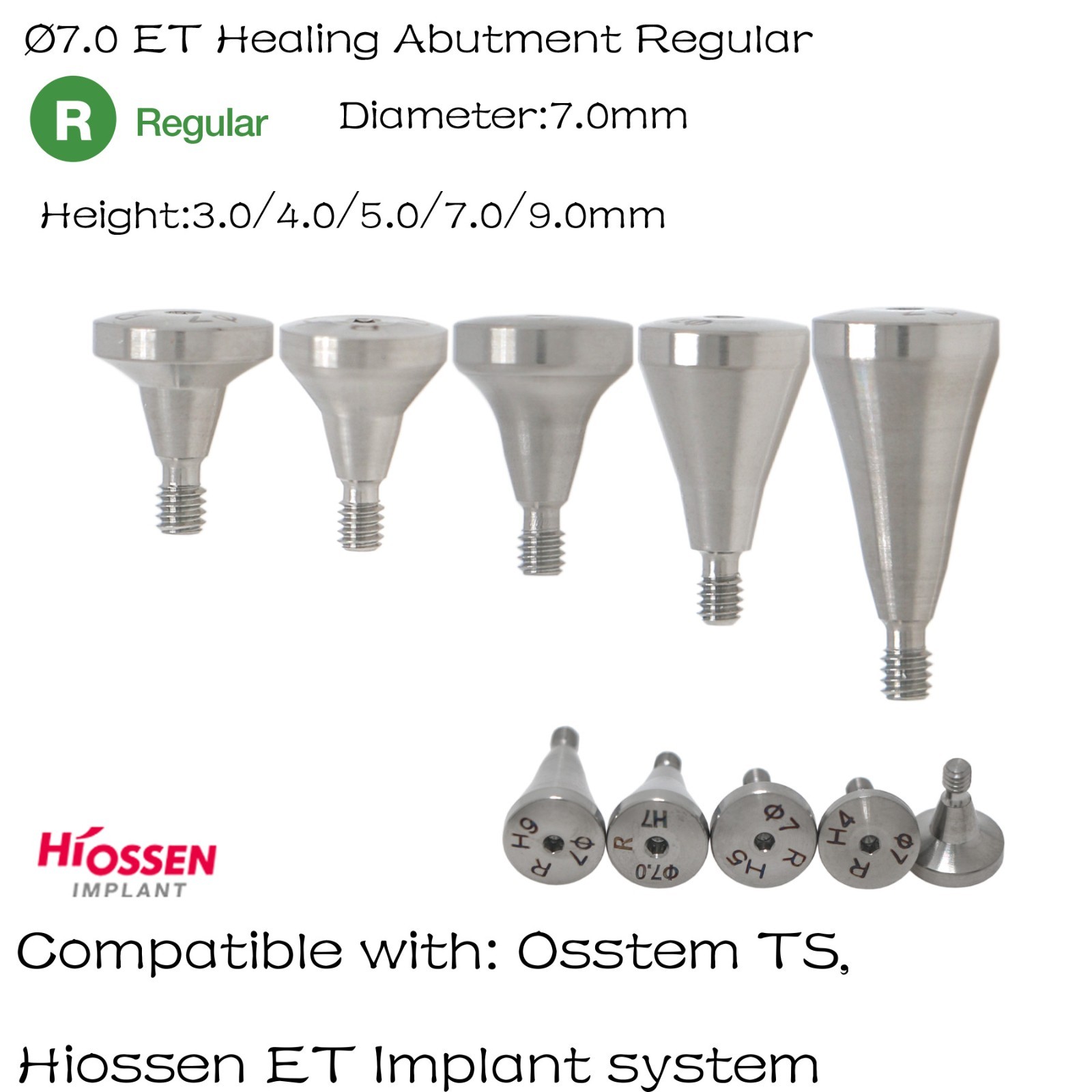 Dental Healing Abutment Cap Compatible with Hiossen ET III SA Regular Platform
