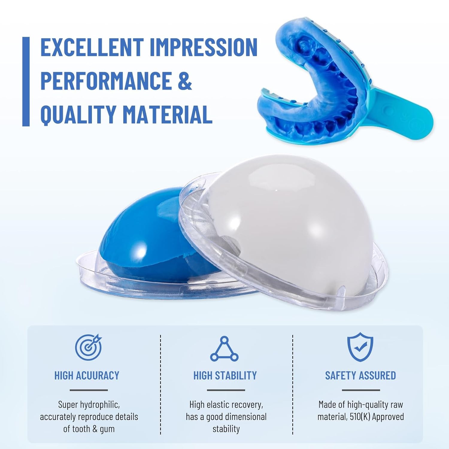 Dental Putty Fast Set VPS Dental Impression Material (400g Base&400g Catalyst)