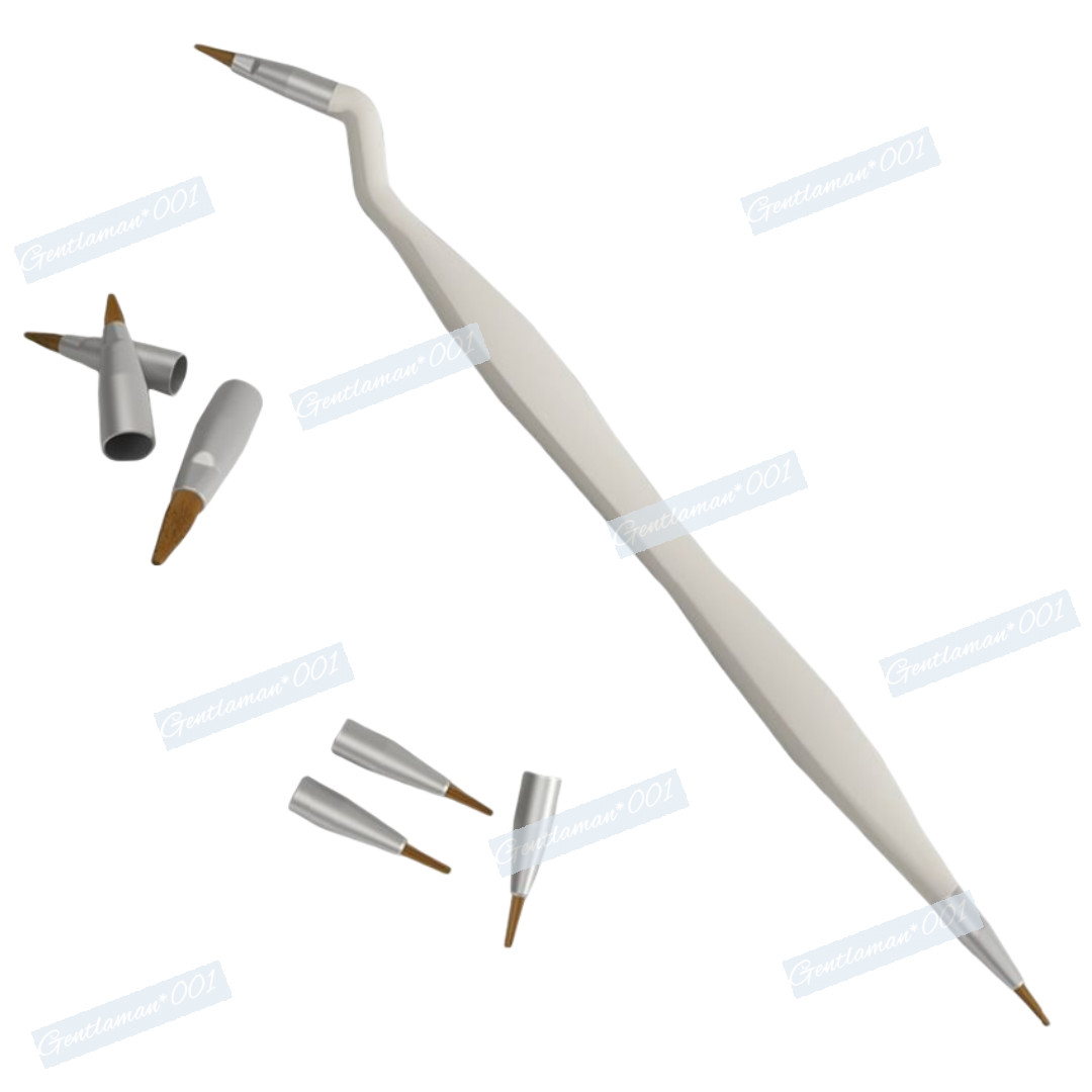 Dental Brush Pen Replaceable Brushes Tips Straight Curved Head Mini Micro Brush