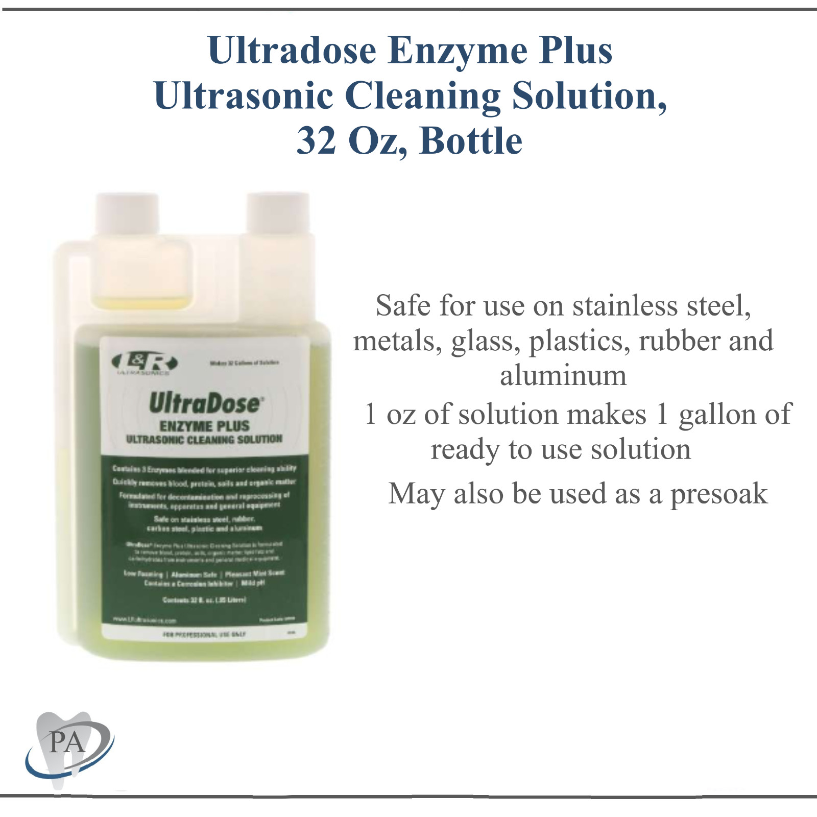 L&R Ultrasonics UltraDose ENZYME PLUS 32 oz., UD038, Makes 32 galns RTU solution