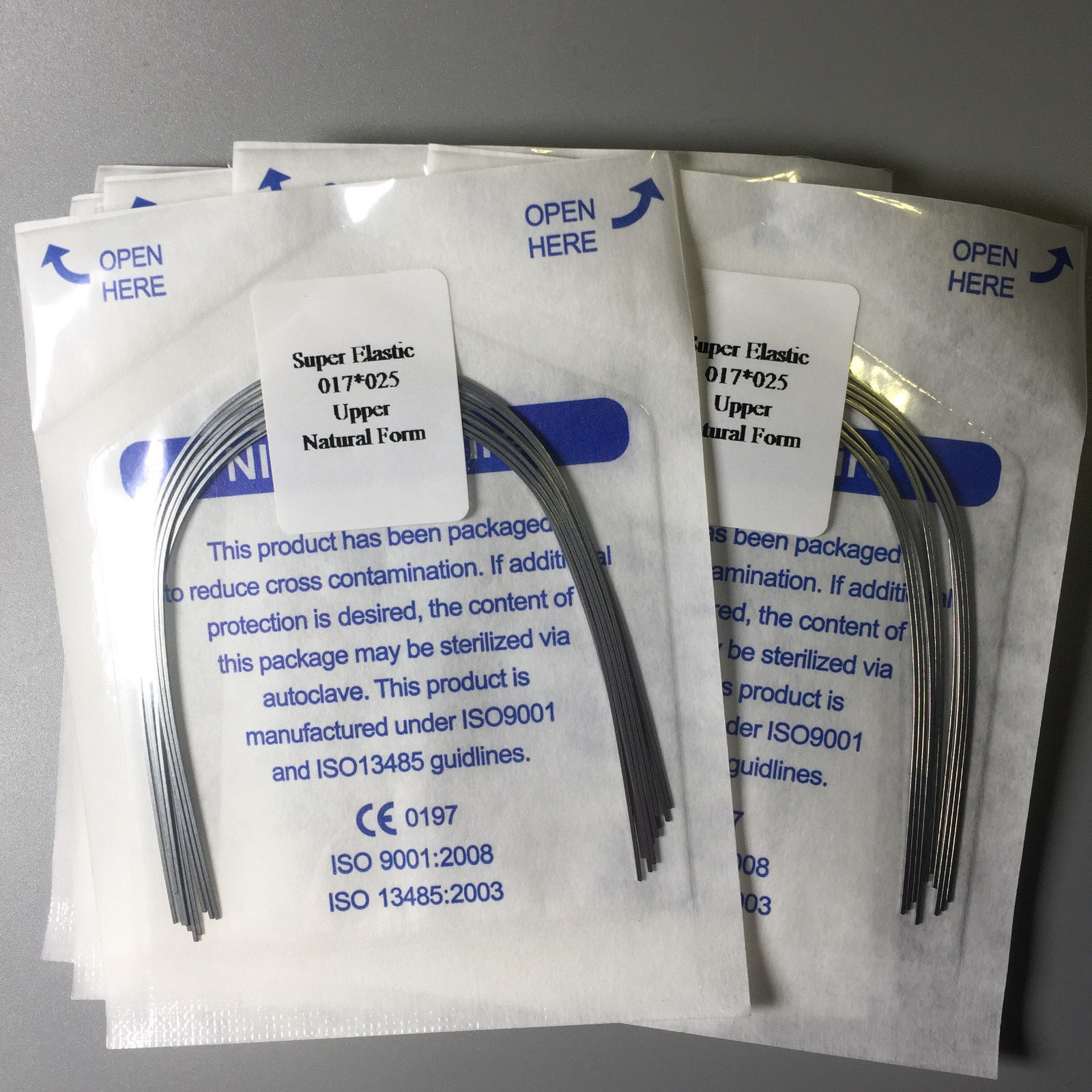 Natural Dental Rectangular Super Elastic Wires Niti Orthdontic 17X25 U/L 10Pack