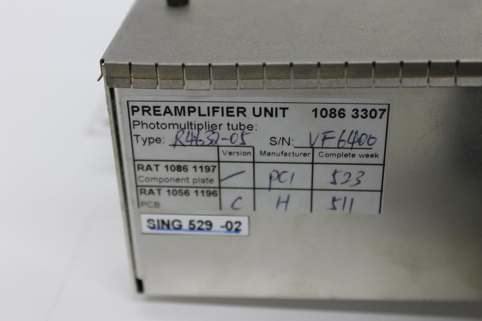 Perkin Elmer 1086 3307 Preamplifier Unit w/ Tube