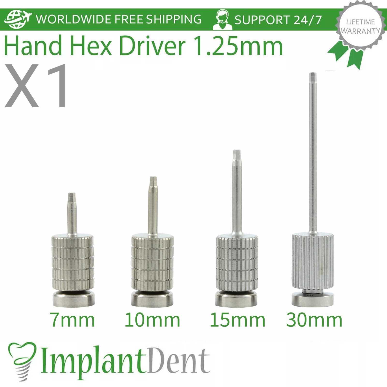 1pc Dental Hand Hex Driver 1.25mm For Dental Prosthetic Fixture Int Hex