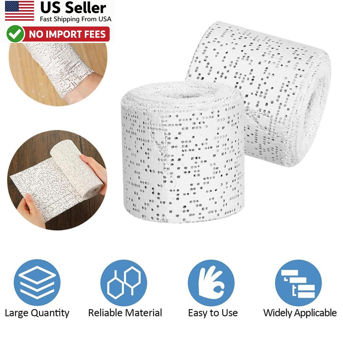 12 Pack Plaster Cloth Rolls For Crafts 2″x106″ White Gauze Bandages Strips USA