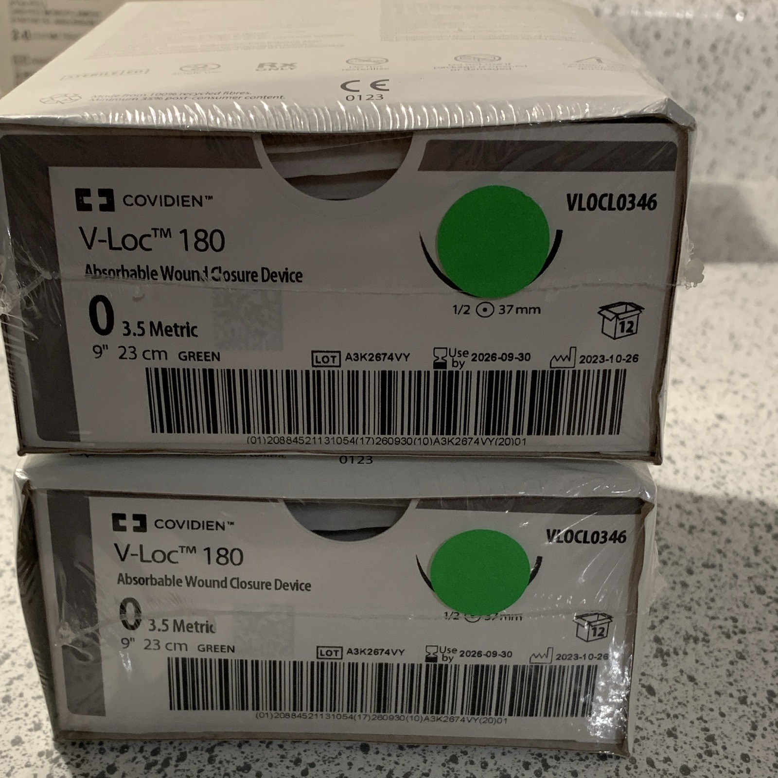 Covidien V-Loc 180 Absorbable Wound Closure 0 23cm Green Gen Surg VLOCL0346 (12)