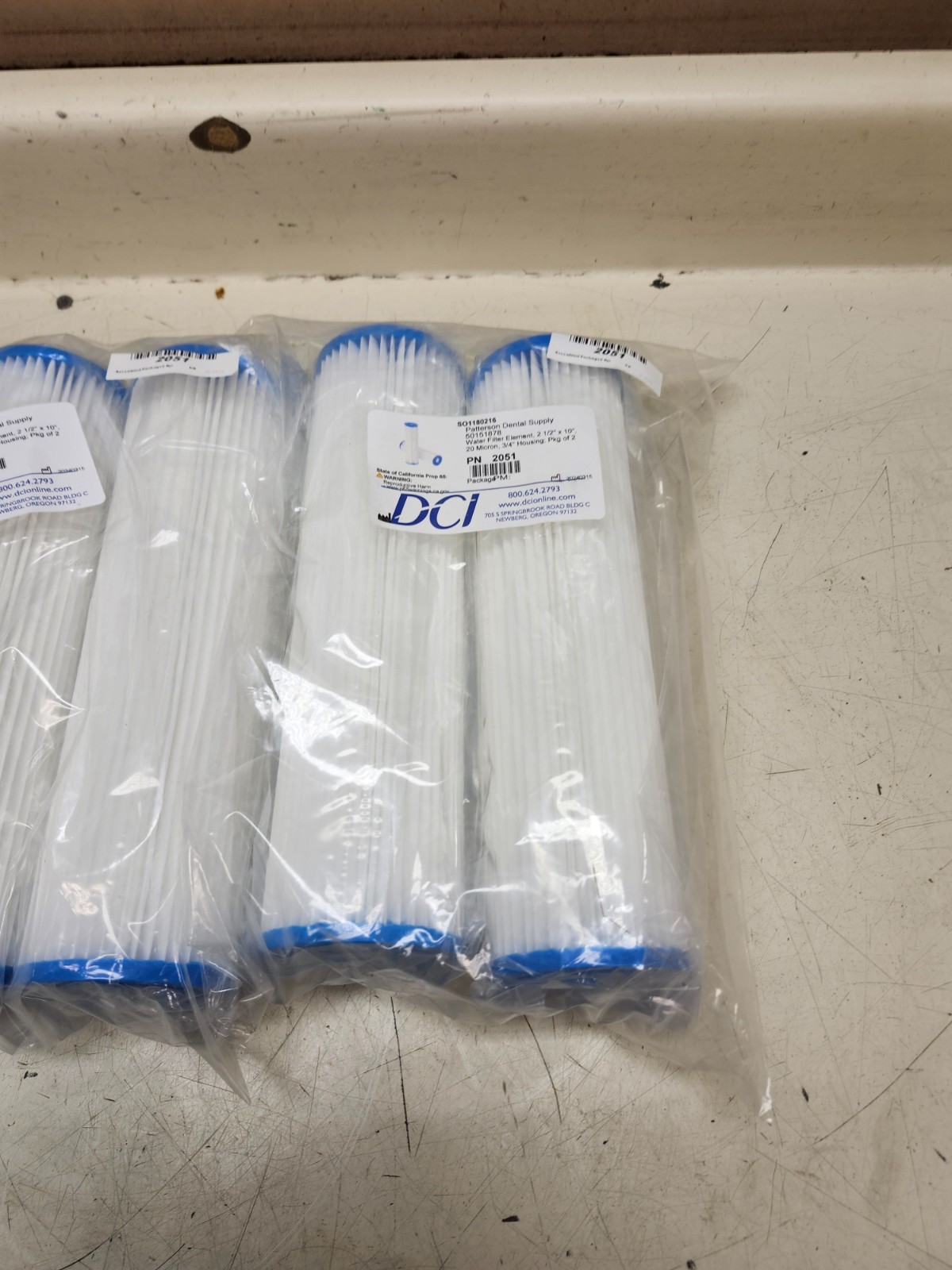 Lot Of 6 Patterson Dental DCI Dental Water Filter Element 2-1/2″ x 10″ P/N: 2051