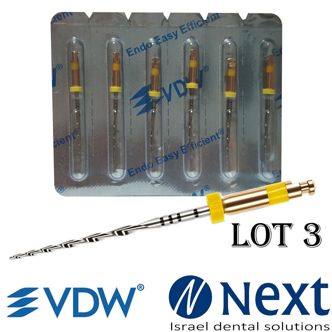 Lot x 3 Dental Endo Files Reciprocating Root Canal Niti Rotary File 25mm L25 R50