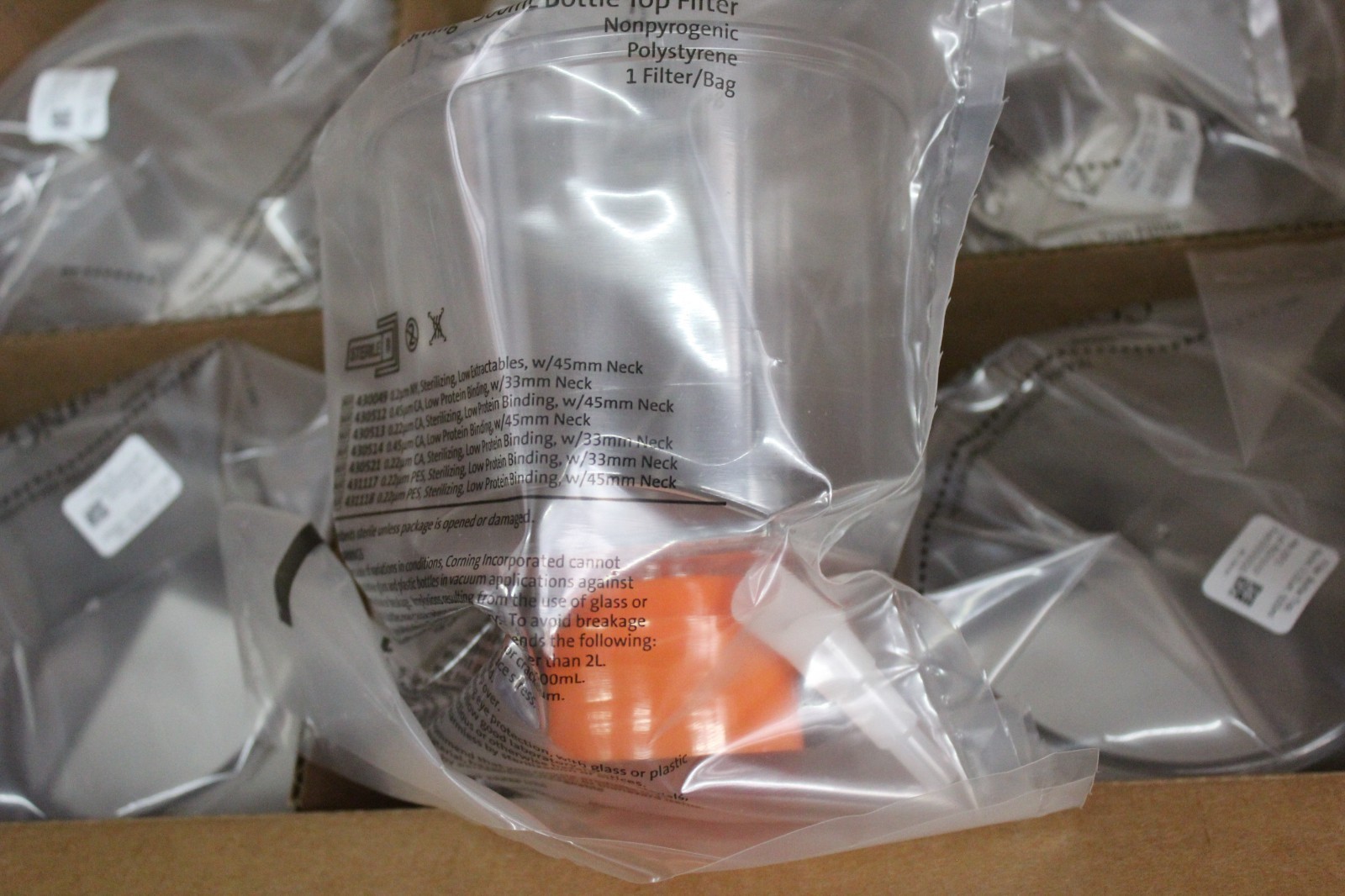 NEW CASE OF 12 CORNING 500ml POLYSTYRENE BOTTLE TOP FILTER 430049