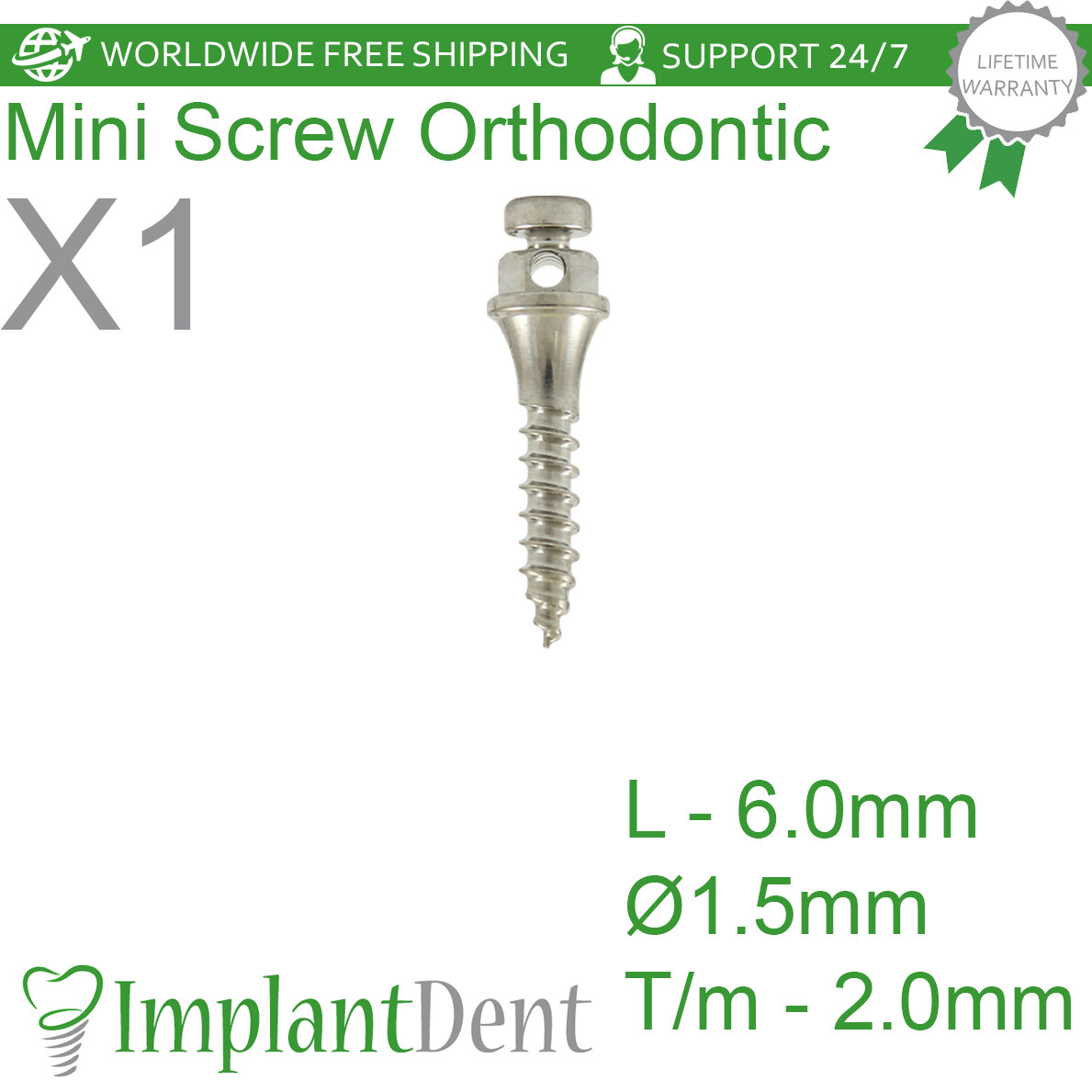 1x Dental Orthodontic Micro Fixture TADS L-6.0mm Titanium Mini Screw Dentistry