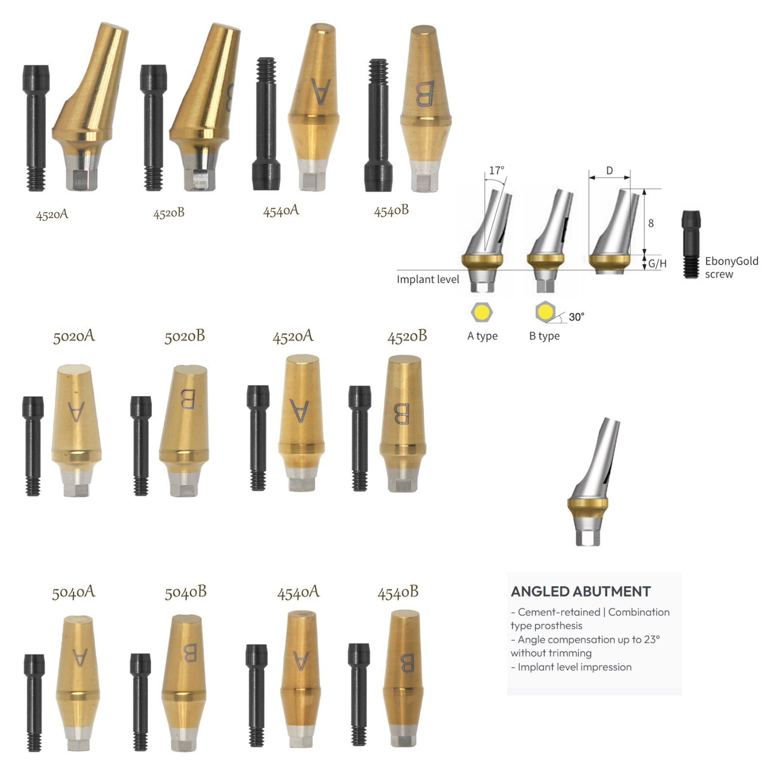 US Fit Hiossen/Osstem Angled Abutment 17° Anatomic Design Mini/Regular Platform