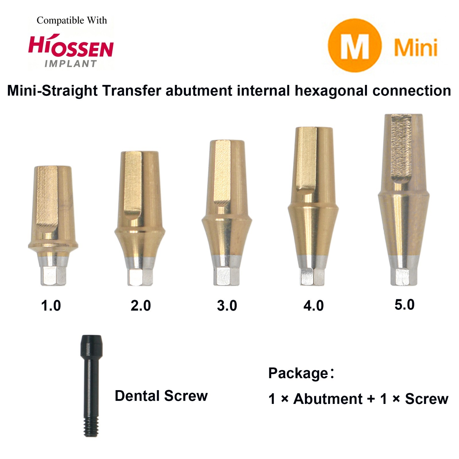 US Mini Titanium Straight Transfer Abutment Compatible with Osstem Hiossen
