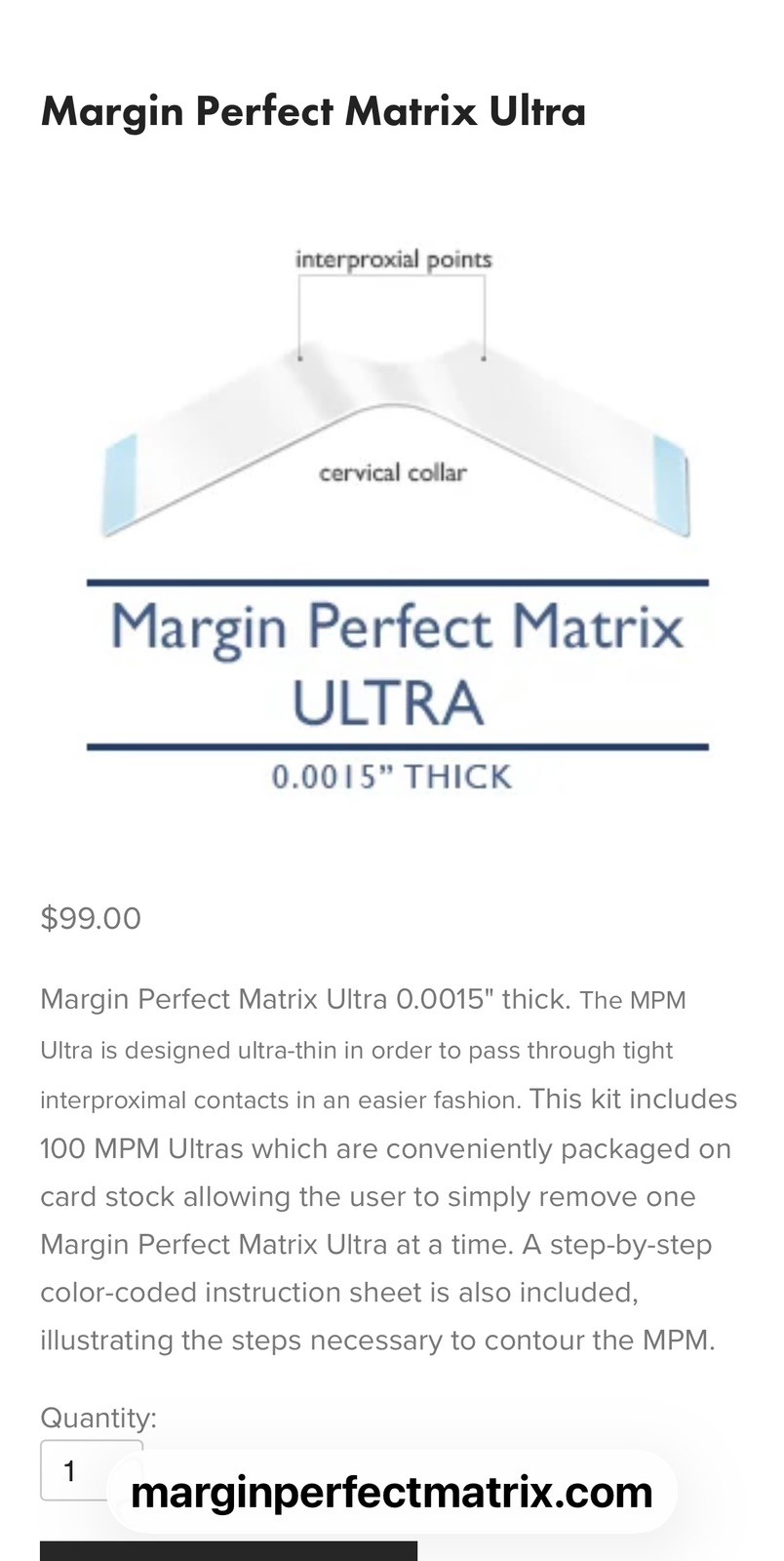 Margin Perfect Matrix ULTRA Dental Mylar Film Matrix System 80 Pcs
