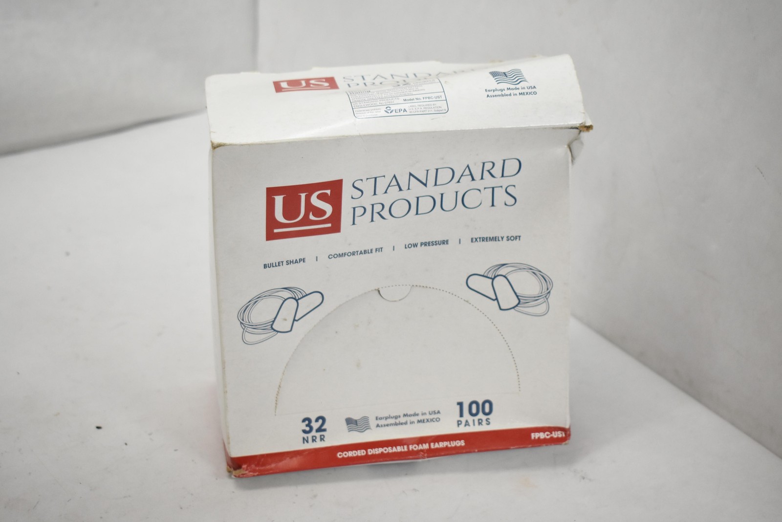 US Standard Products Corded Foam Earplugs 32 NRR 100 Pairs Made in USA FPBC-UST