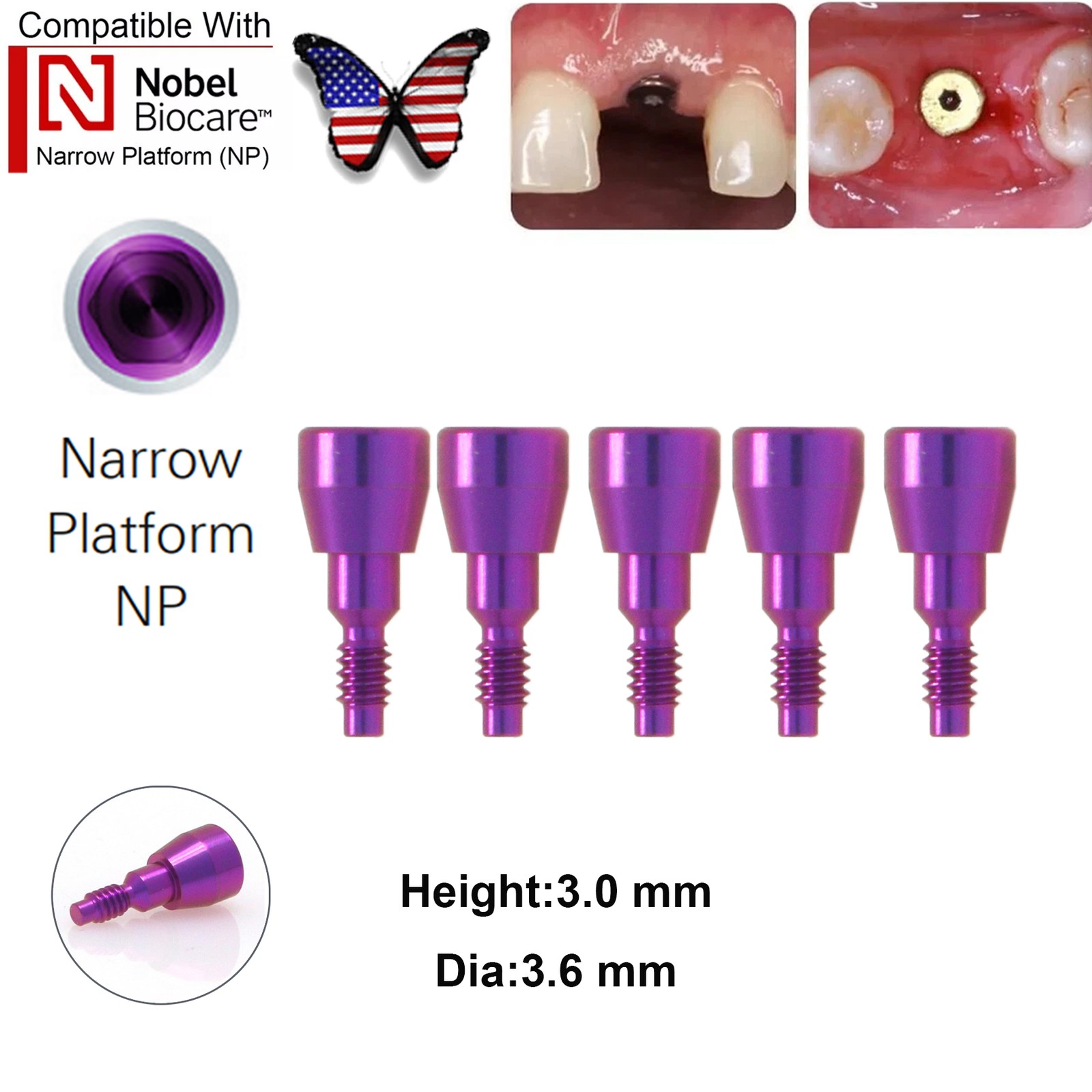 US Nobel Biocare Implant Healing Abutment Cap Titanium NP RP CC Temporary Dental
