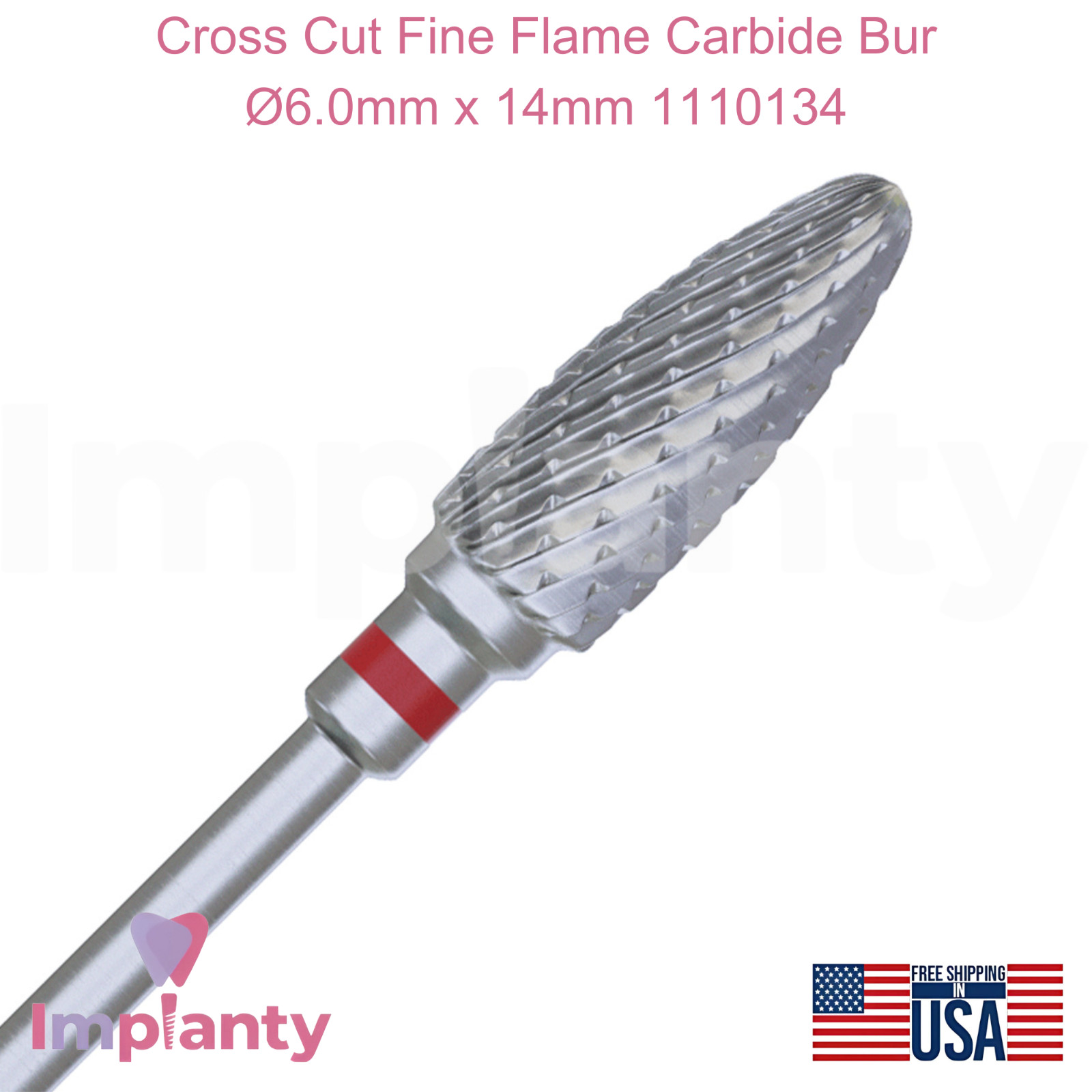 Cross Cut Fine Flame Carbide Dental Bur Ø6.0mm x 14mm 1110134 Dentistry Tool