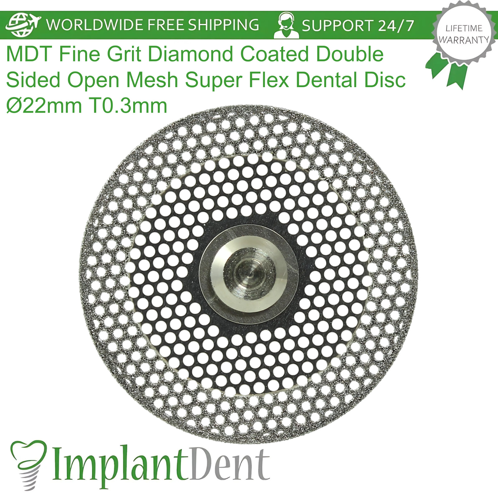 MDT Dental Fine Grit Diamond Coated Double Sided Open Mesh Super Flex Disc Ø22mm