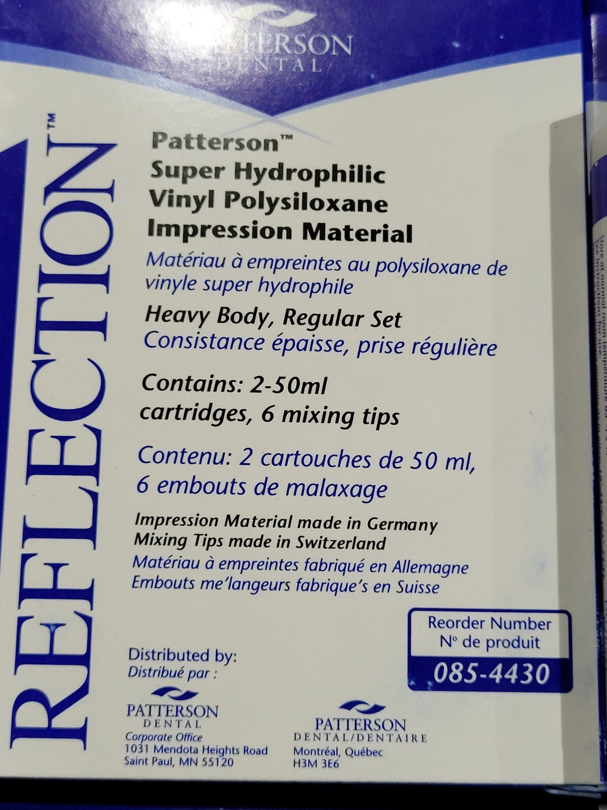 Patterson Heavy Body Regular Set Dental Impression Material VPS 2 x 50ML QTY 54