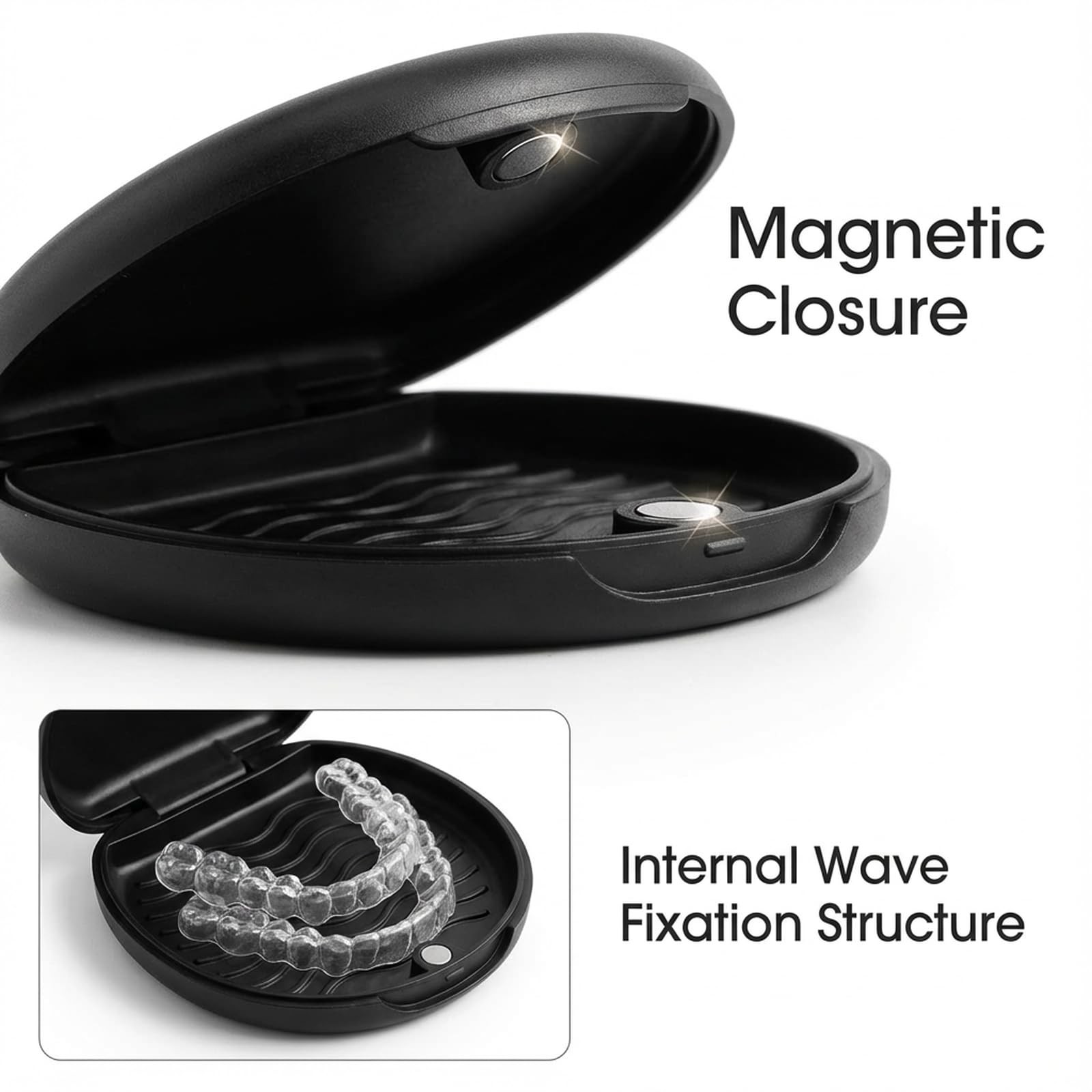 BVN Magnetic Seal Slim Orthodontic Dental Case with Unique Conch Texture,…