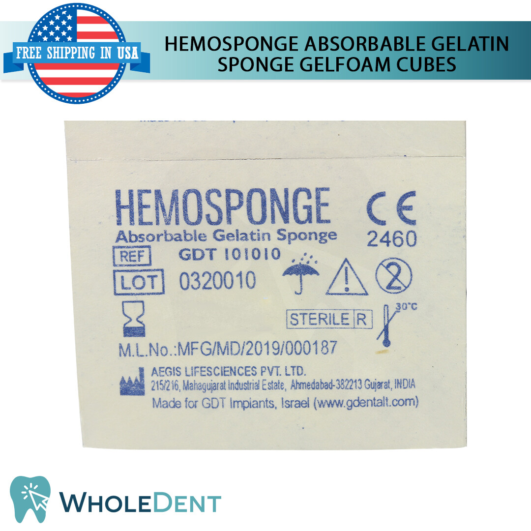 Dental Hemosponge Absor bable Gelatine Sponge Gelfoam Cubes Sterile Sur gical