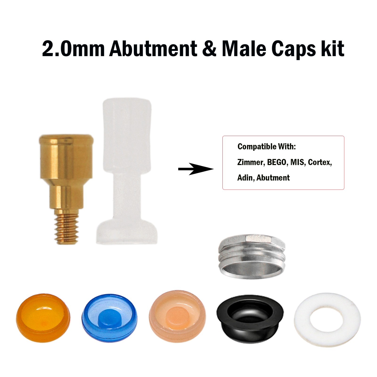 US Zimmer Screw-Vent 3.5mm Platform Abutment 1.0-5.0mm Overdenture Compatible