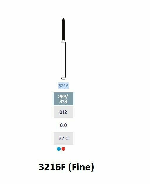 MICRODONT TORPEDO CYLINDER 3216F (Fine) FG Diamond Burs 10/pk Made in Brazil