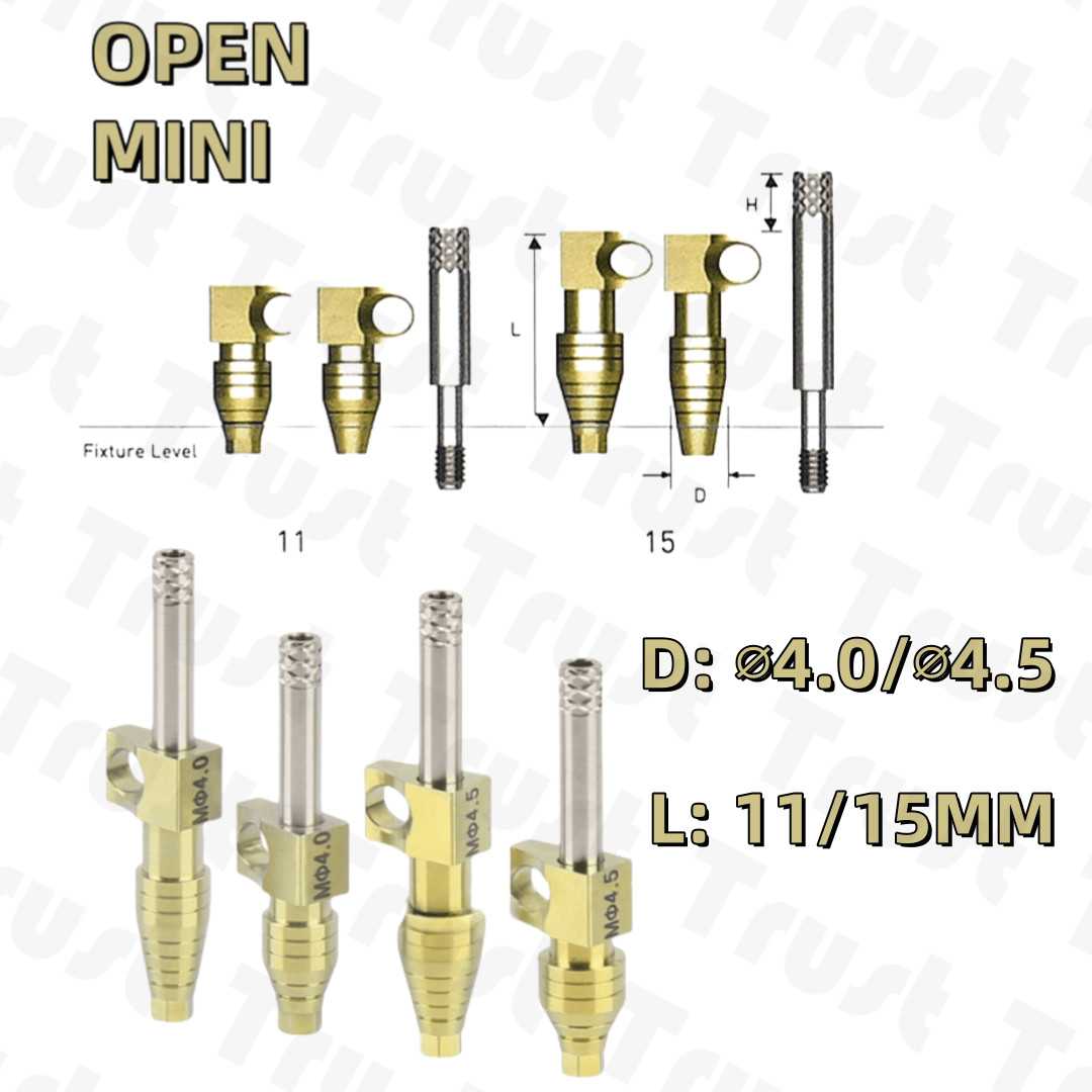 Dental Transfer Impression Coping Titanium Open/Closed-Mini Tray Yellow Fits OSS