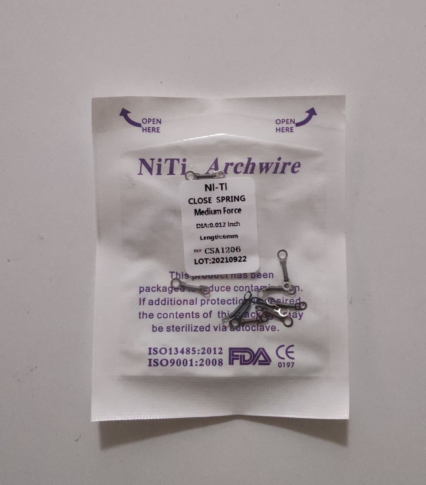 5Pks Close Coil Spring Dental Orthodontic Niti 6/9/12 Medium Force For Braces