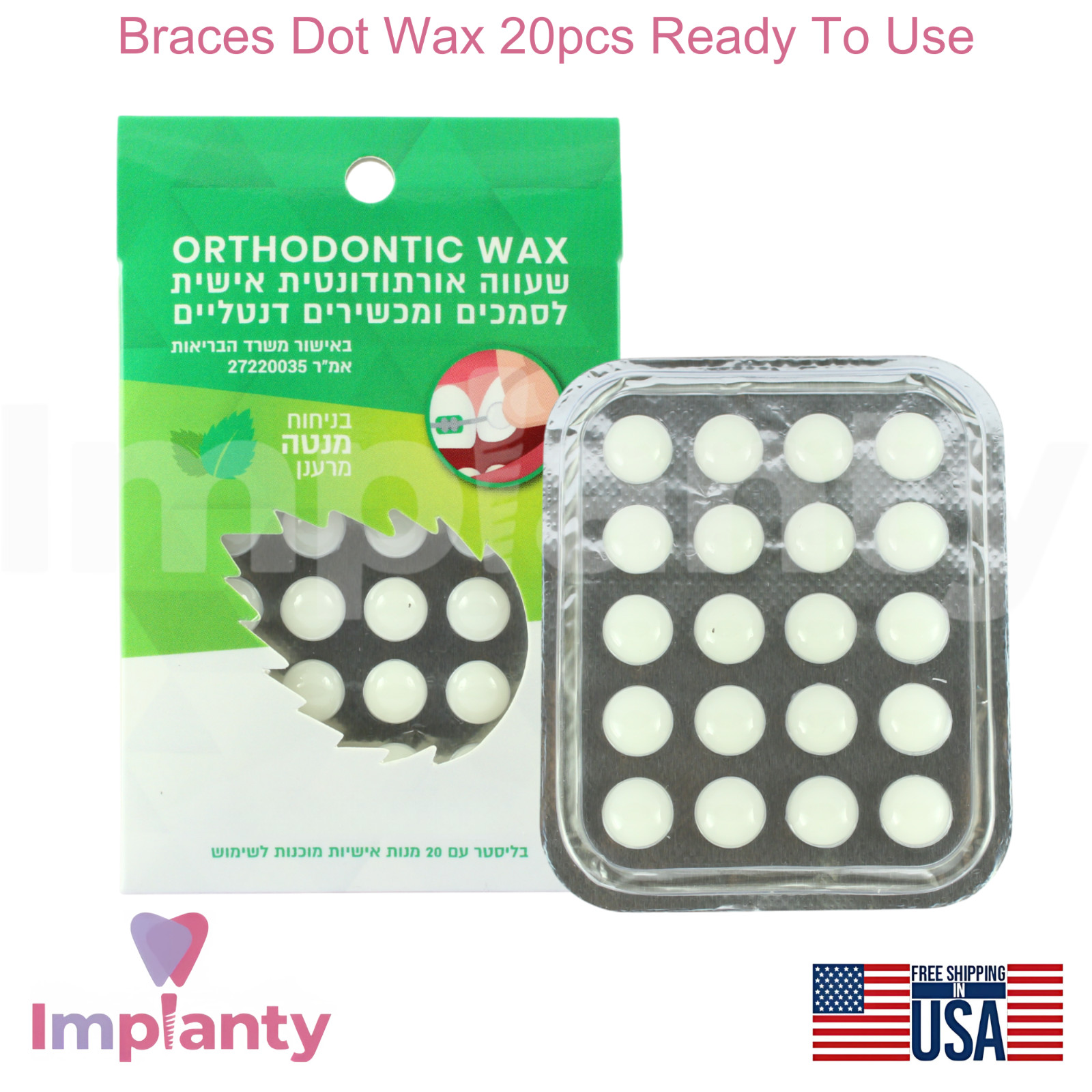 Braces Dot Wax For Teeth 20pcs Pre-Shaped Ready To Use Clear Color Mint Flavor