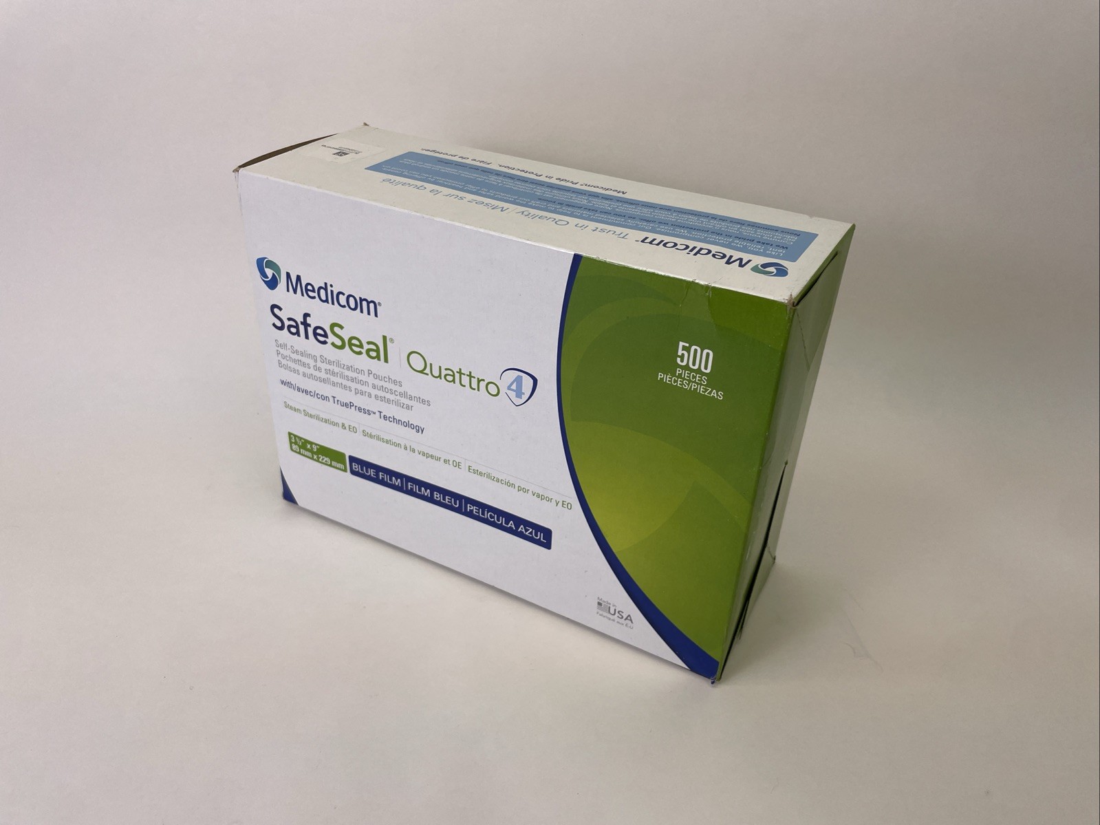 Medicom Safe-Seal Quattro 4 Sterilization Pouches 3.5″ x 9″ (500/CS) 88040-4