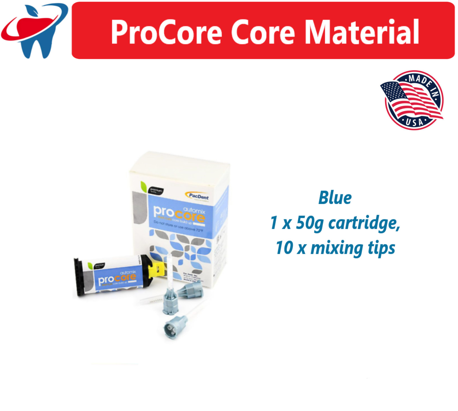 Dental Core Material ProCore™ Dual Cure Core Build-Up Shade A2, Blue, 50 g cartr