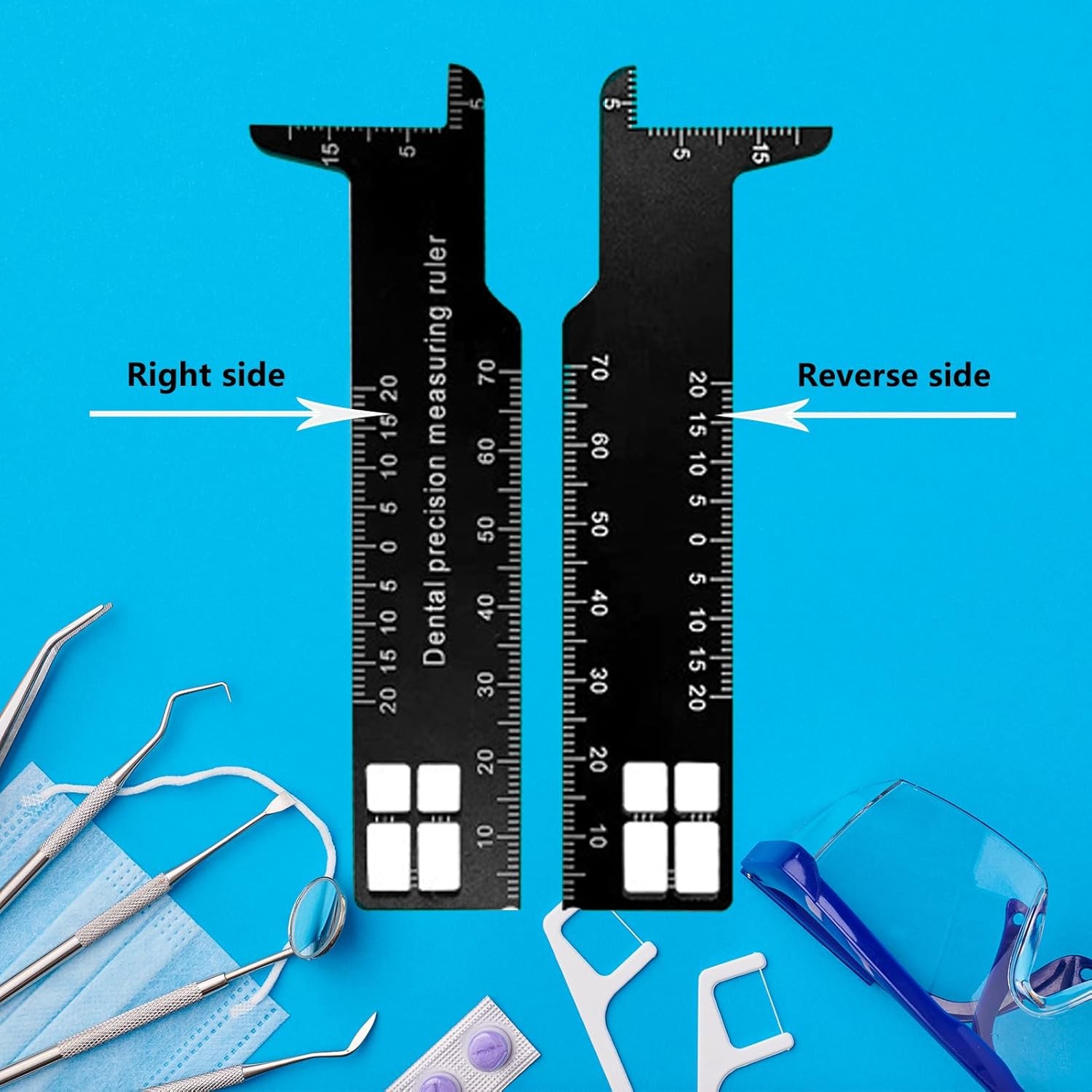 Professional Dental Precision Measuring Ruler, Black Stainless Steel…