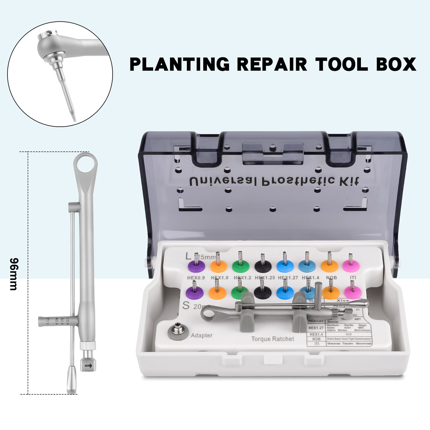 Universal Implant Repair Prosthetic Restoration Tool Kit Screwdrivers Wrench L/S